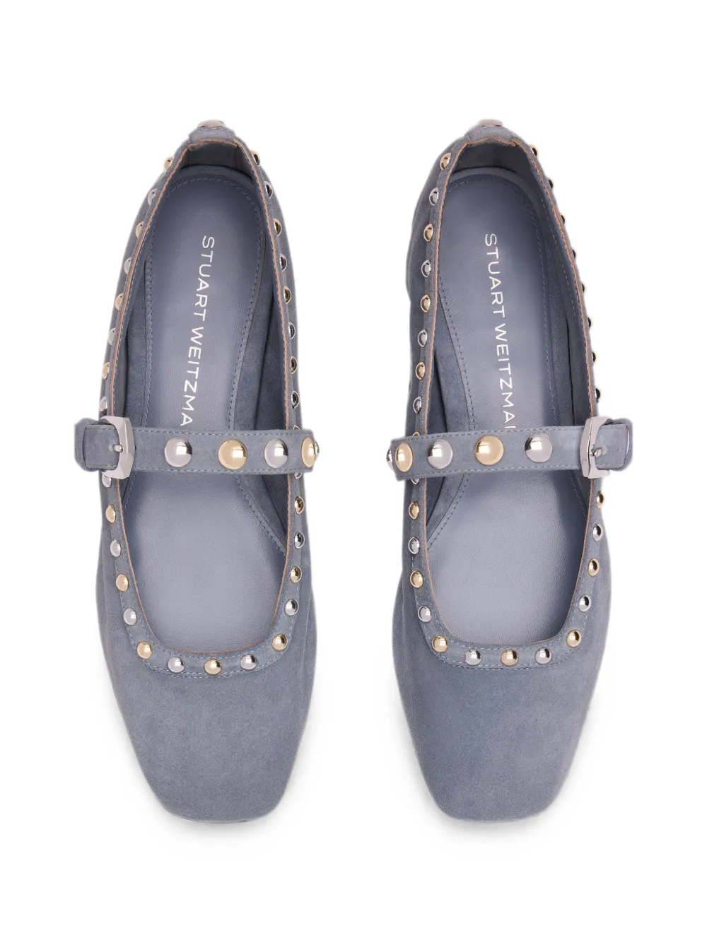 Stuart Weitzman Perry stud-embellished ballet flats Blauw