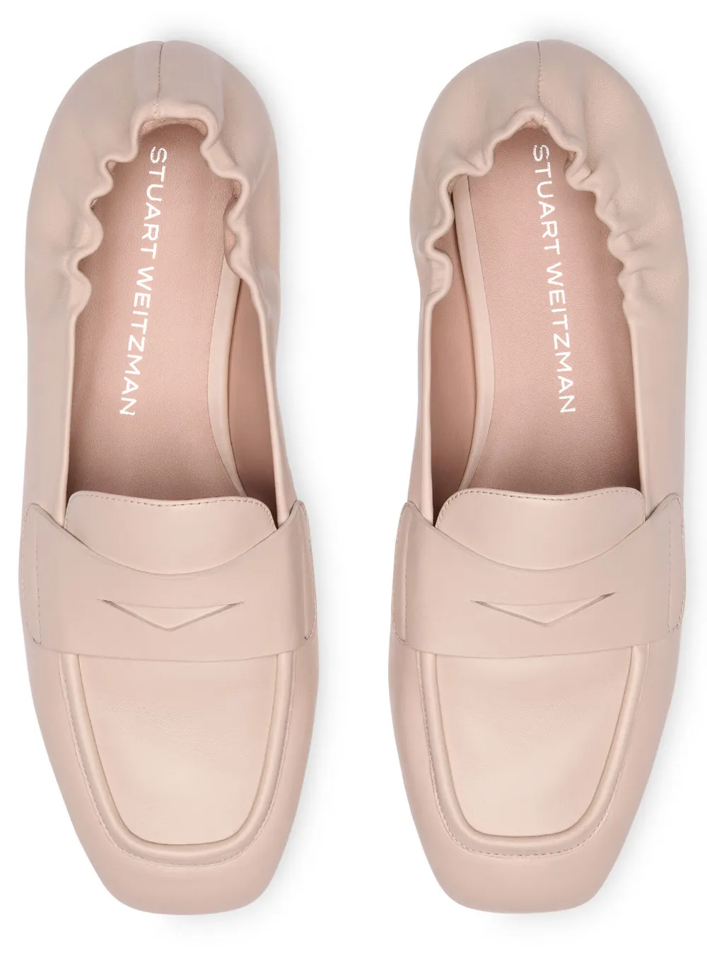 Stuart Weitzman Bryant elasticated leather loafers Beige