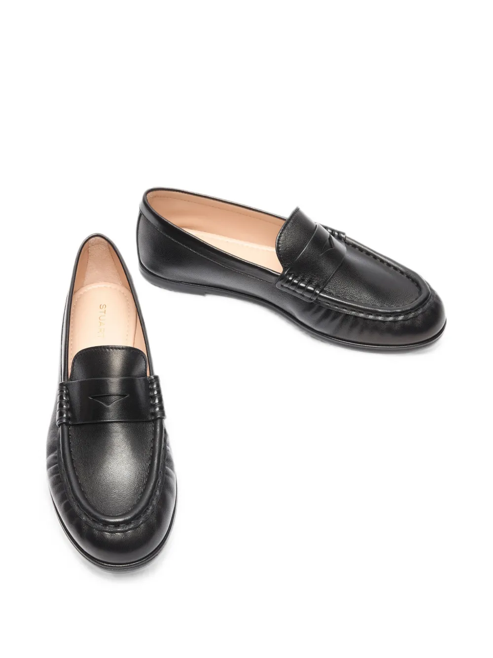 Stuart Weitzman Spencer ruched-detail leather loafers Zwart