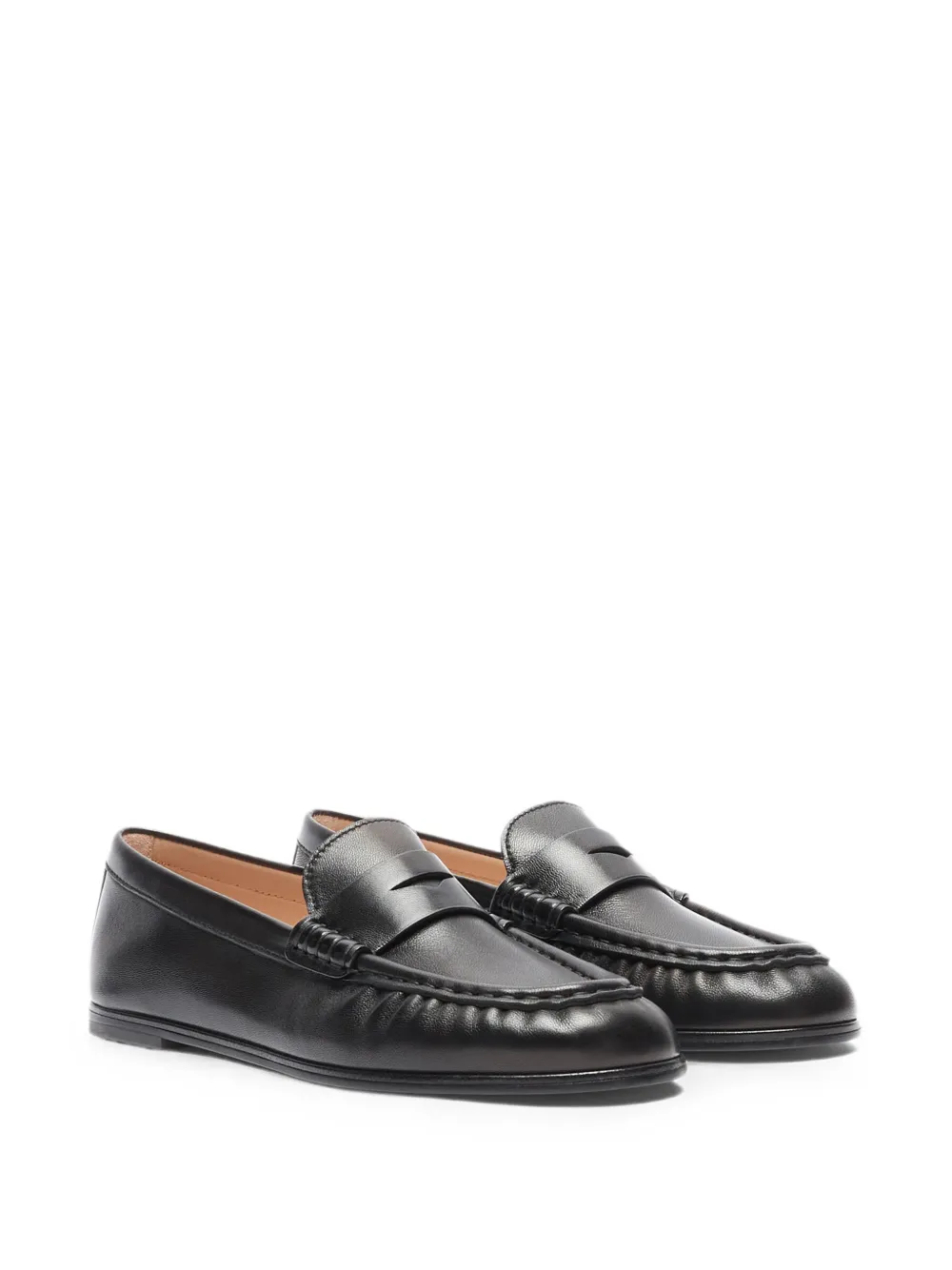 Stuart Weitzman Spencer ruched-detail leather loafers Zwart