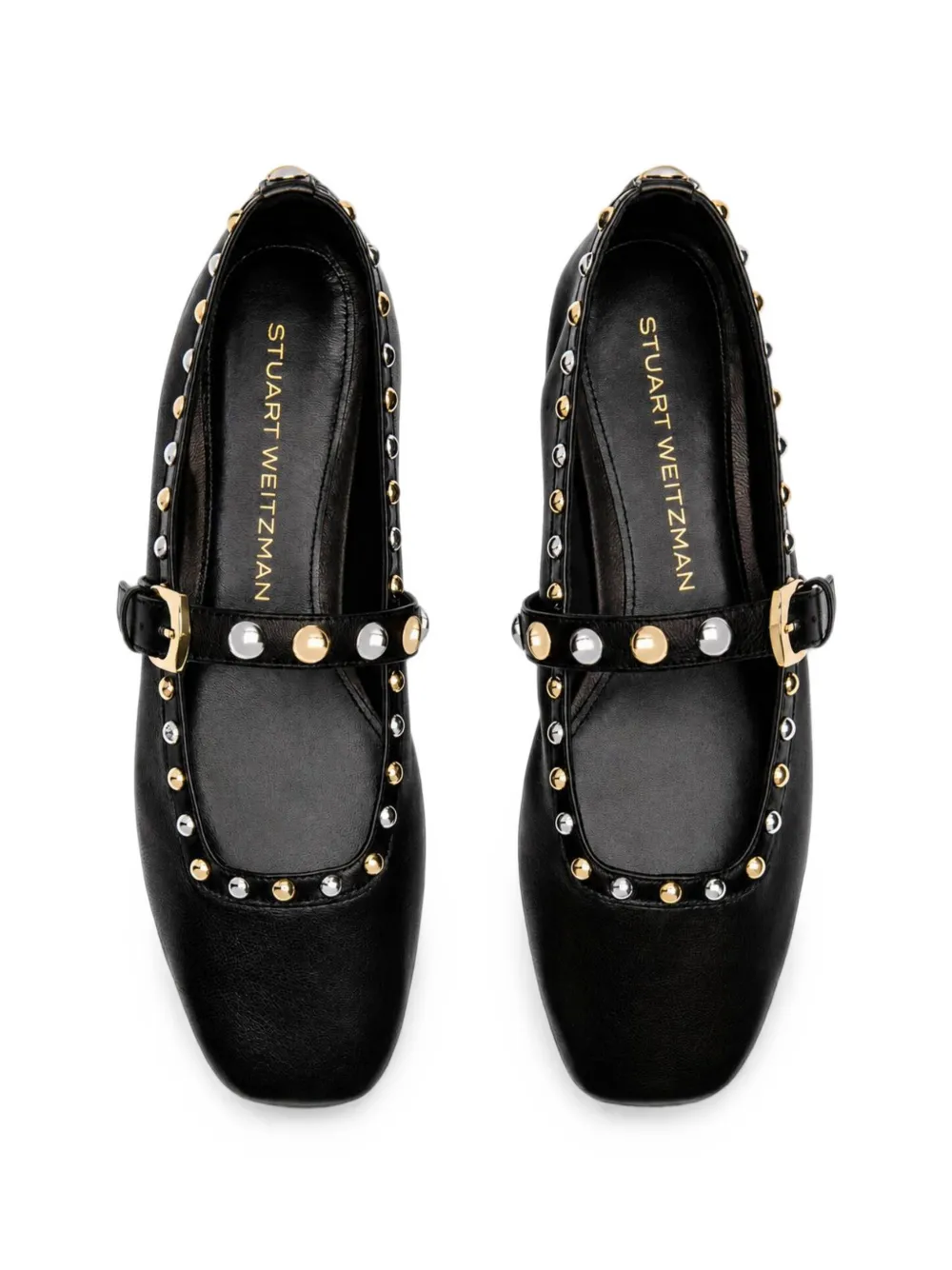 Stuart Weitzman Perry studded ballet flats Zwart