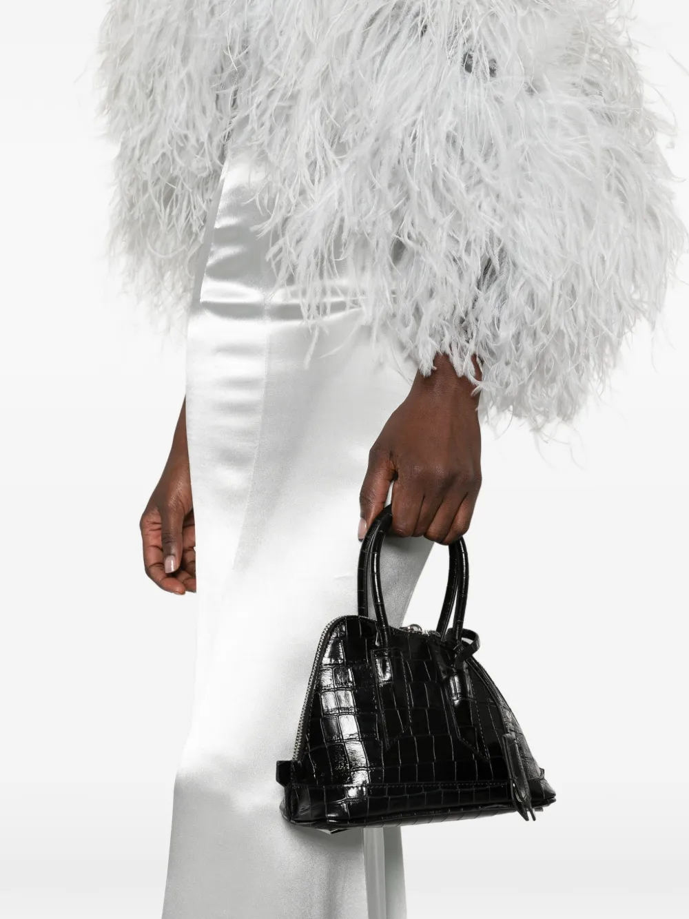 The Attico Sant Ambroeus mini-shopper met krokodillen-reliëf Zwart