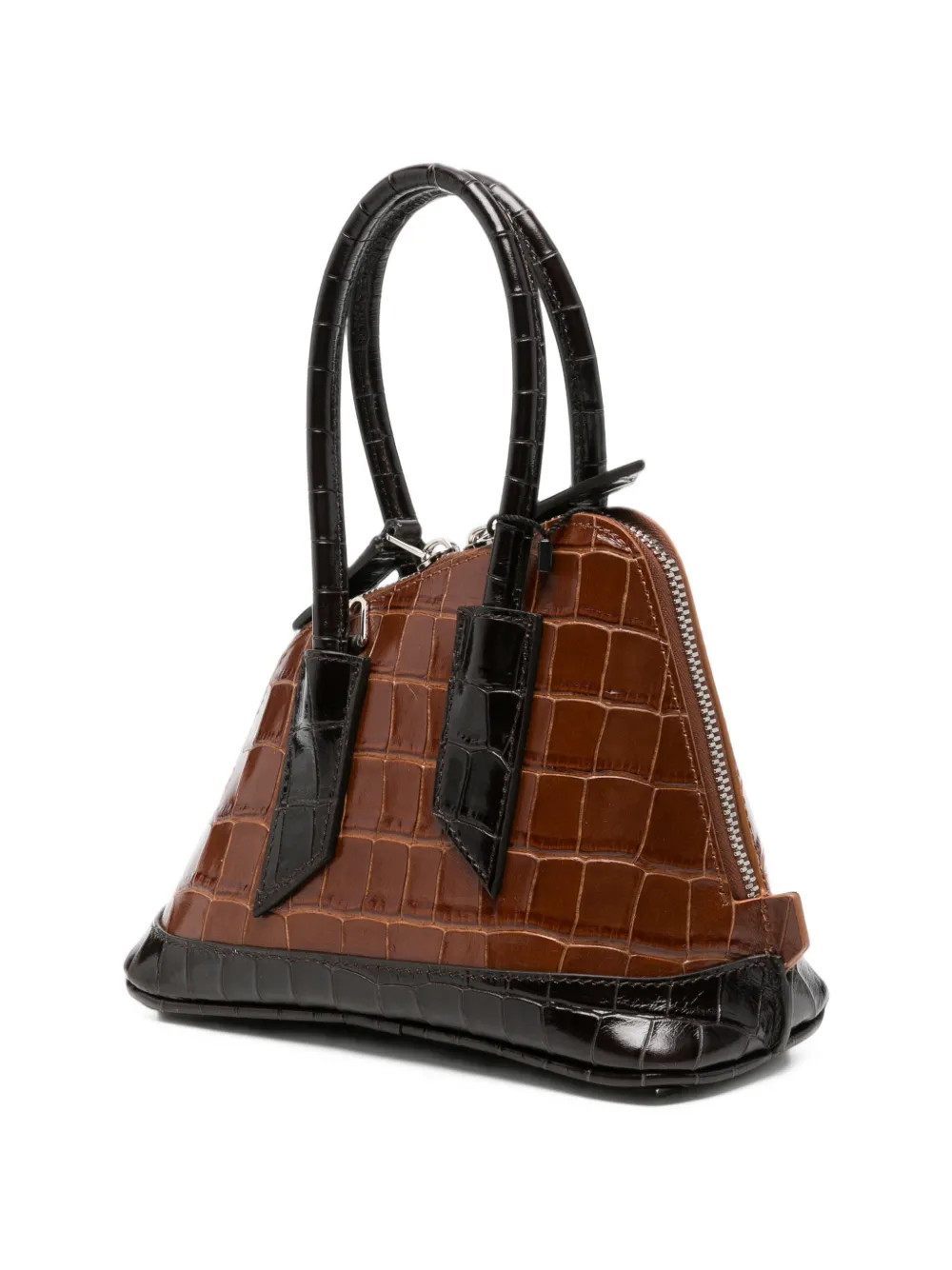 The Attico Sant Ambroeus mini-shopper met krokodillen-reliëf Bruin