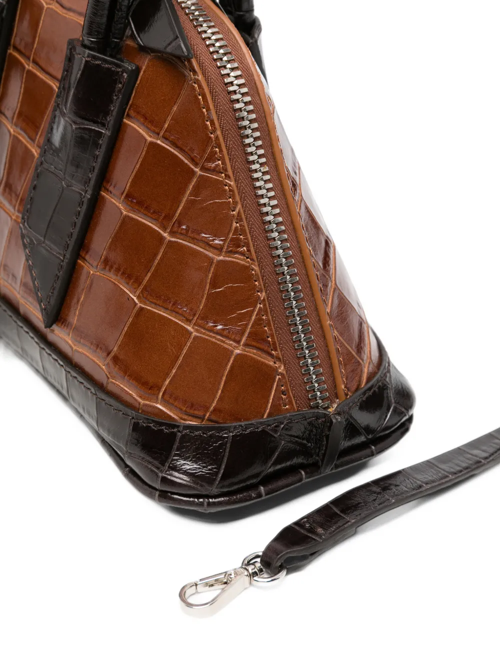 The Attico Sant Ambroeus mini-shopper met krokodillen-reliëf Bruin