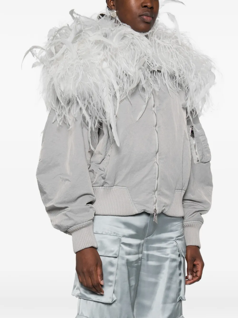 The Attico Superattico10 feather bomber jacket Grijs