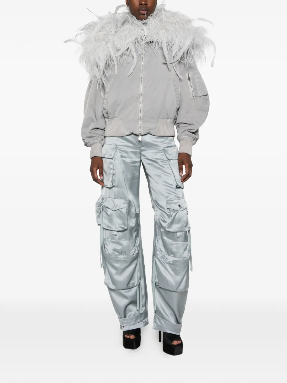 The Attico Superattico10 feather bomber jacket Grijs