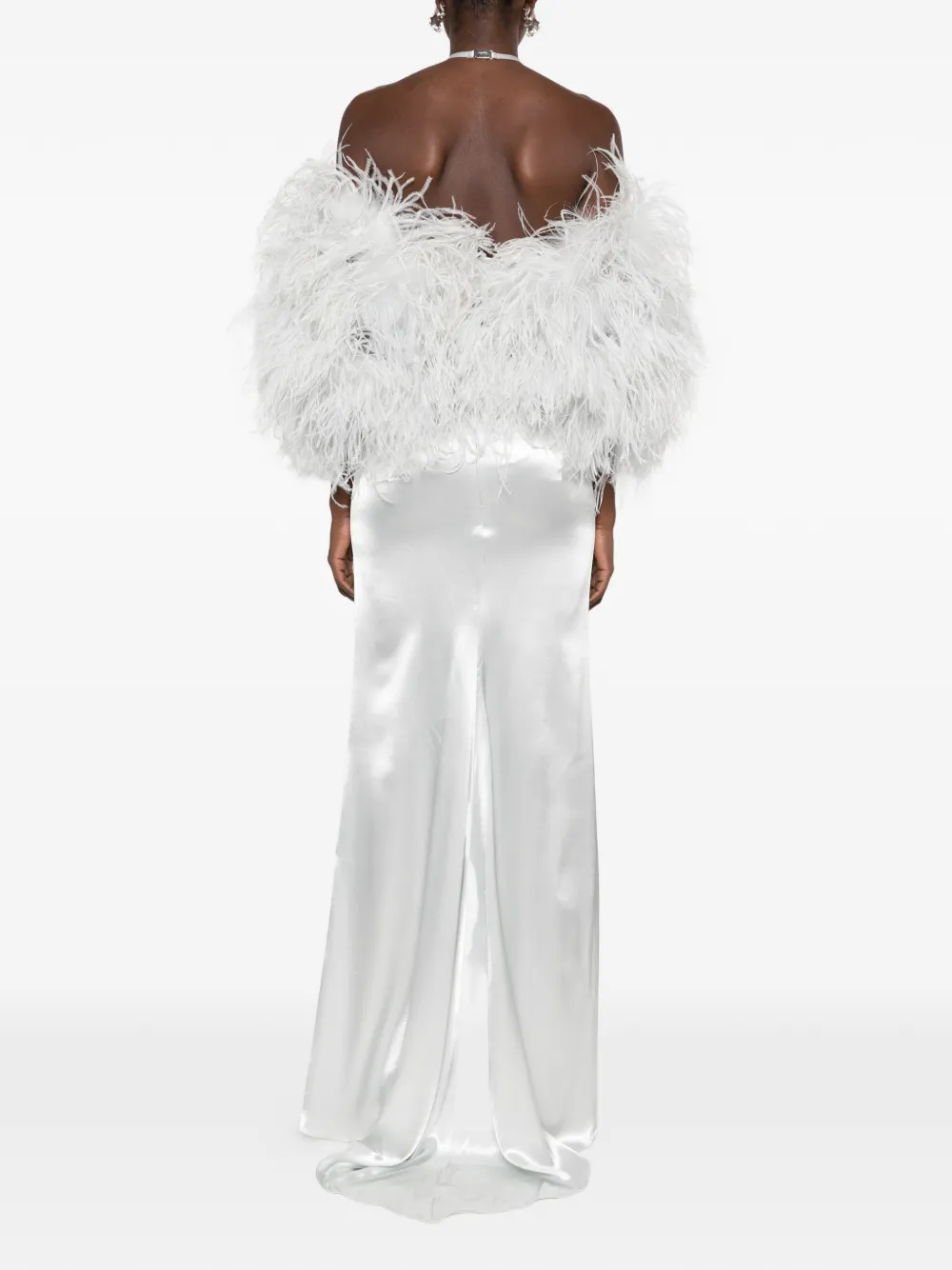 The Attico Maxi-jurk met afwerking van veren Grijs