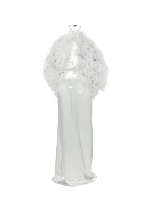 The Attico vestido largo con ribete de plumas