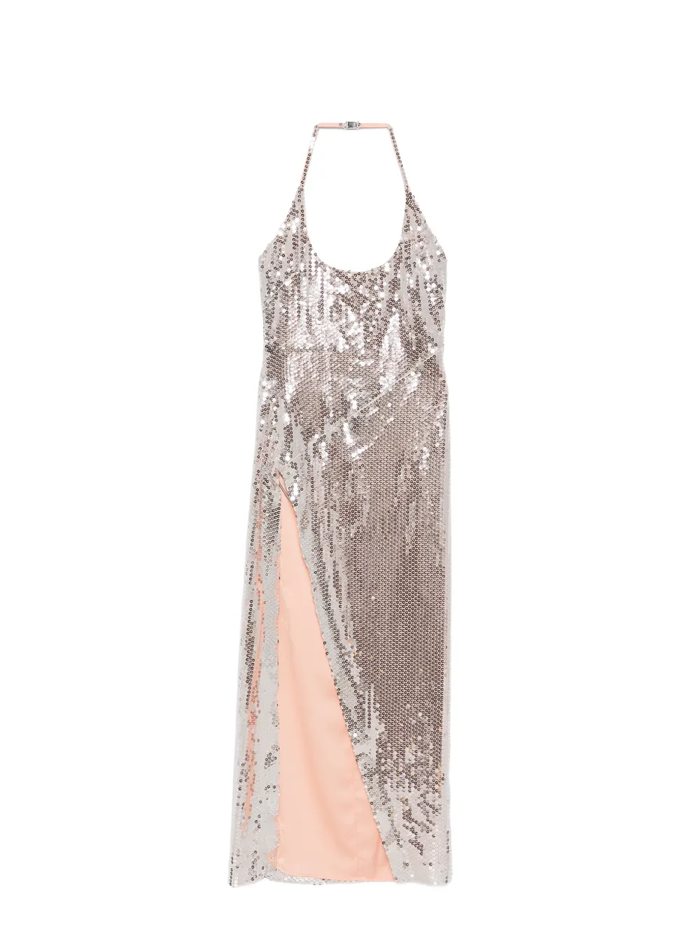The Attico Jurk met pailletten en halternek Zilver