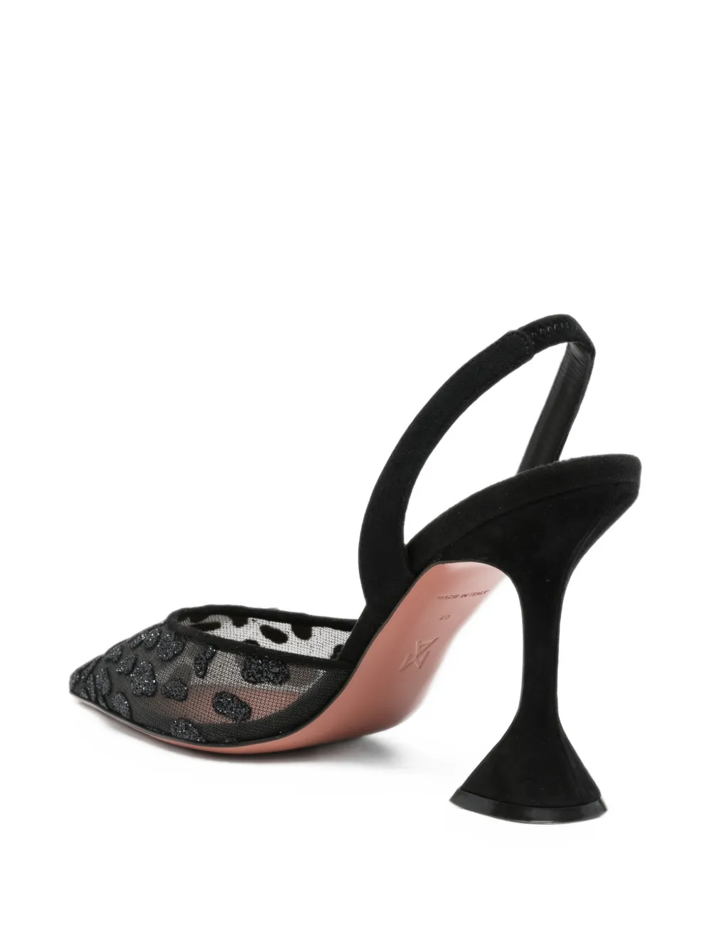 Amina Muaddi Holli leopard-print mesh pumps Zwart
