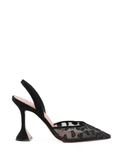 Amina Muaddi Holli Mesh-Pumps mit Leopardenprint