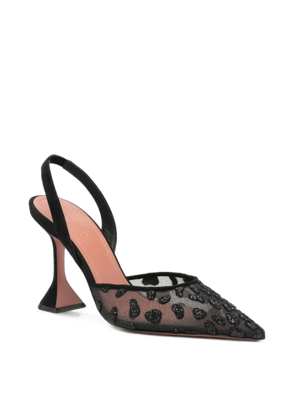 Amina Muaddi Holli leopard-print mesh pumps Zwart