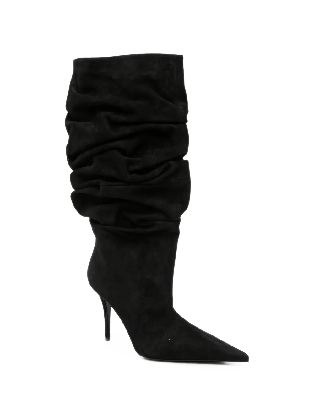 Amina Muaddi Anok slouched suede boots Zwart