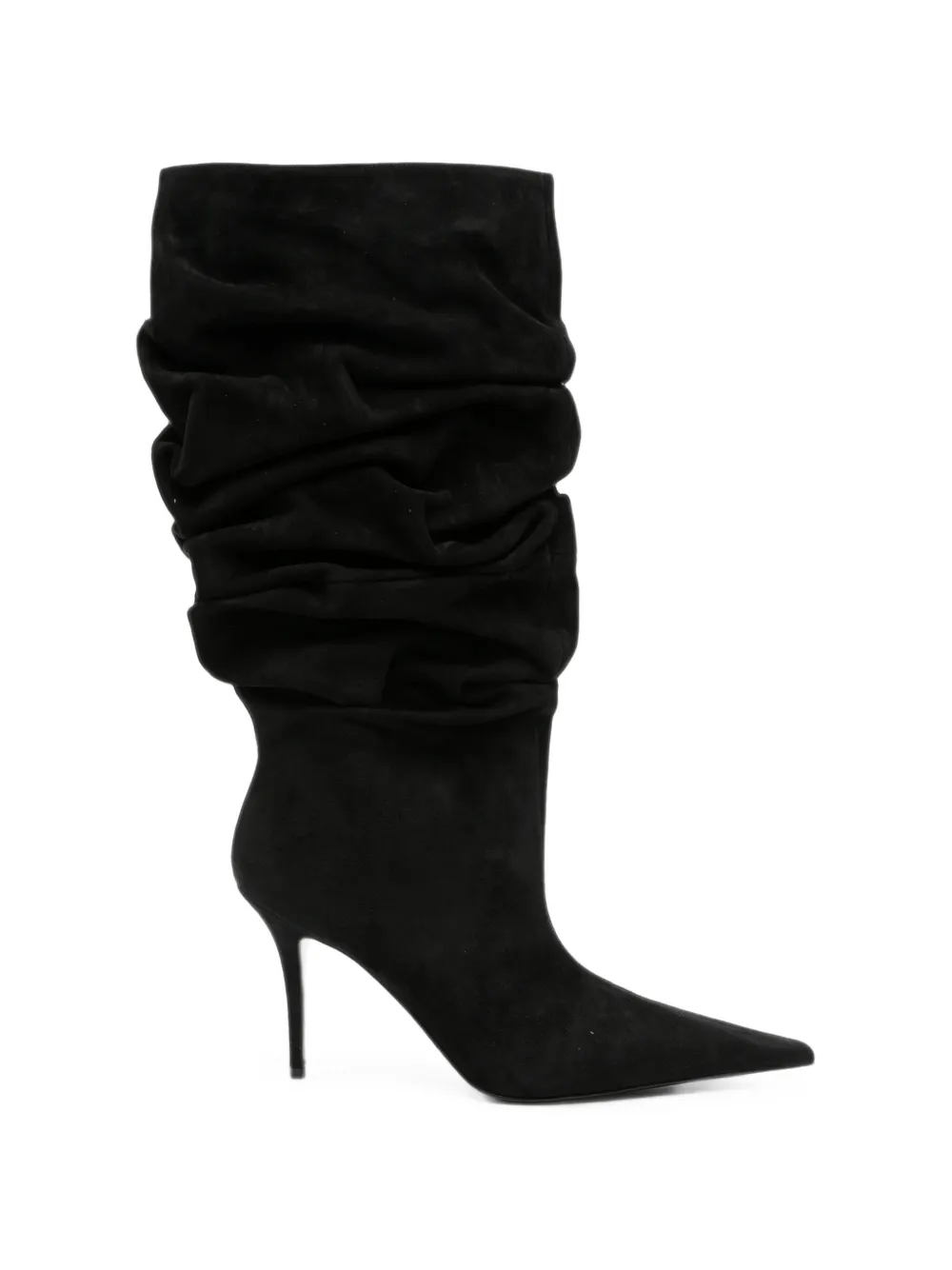 Amina Muaddi Anok slouched suede boots Zwart
