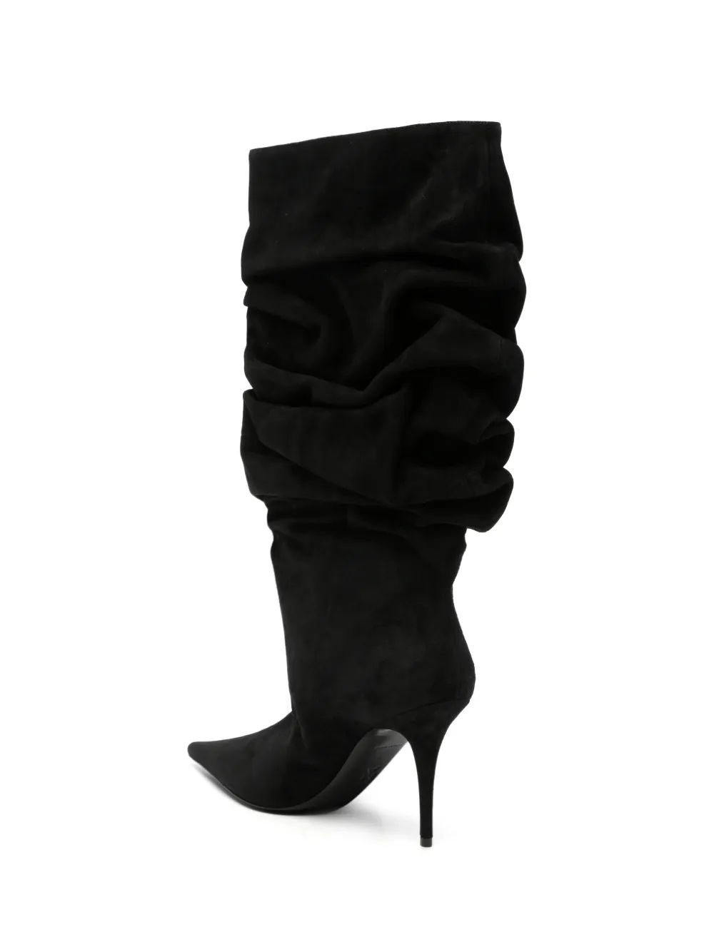 Amina Muaddi Anok slouched suede boots Zwart