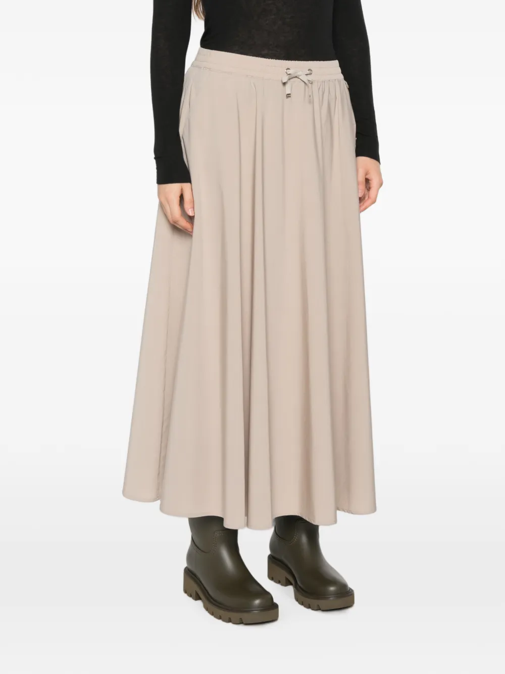 Herno Drawstring Flared Maxi Skirt in Neutrals, view 3