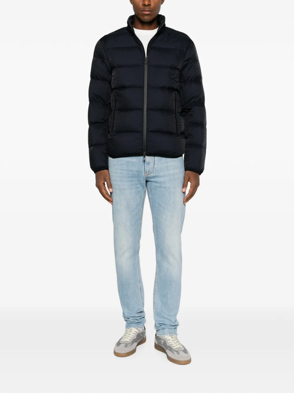 Emporio Armani Slim-fit jeans met logoplakkaat Blauw
