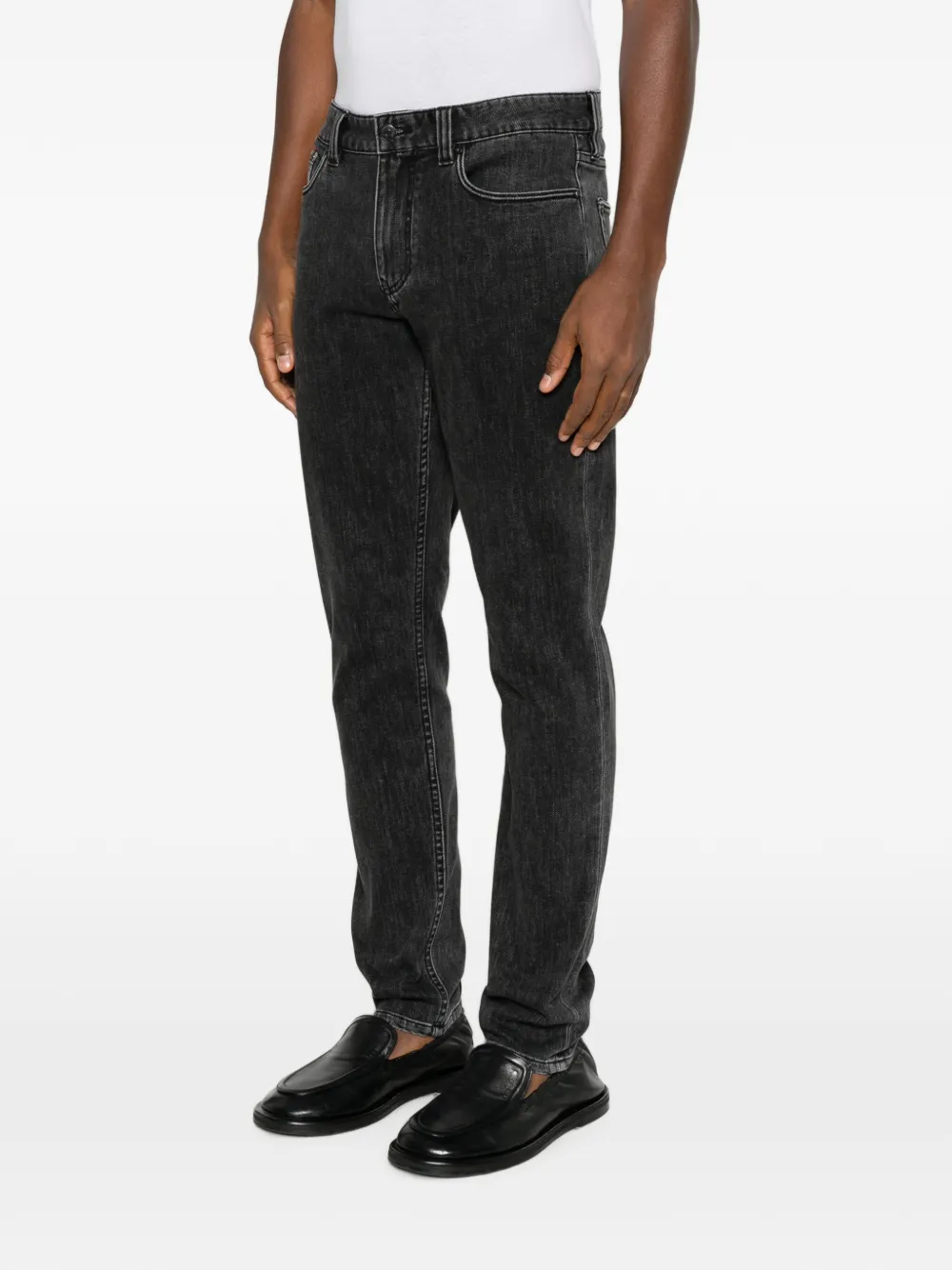 Emporio Armani Straight jeans met logoplakkaat Zwart