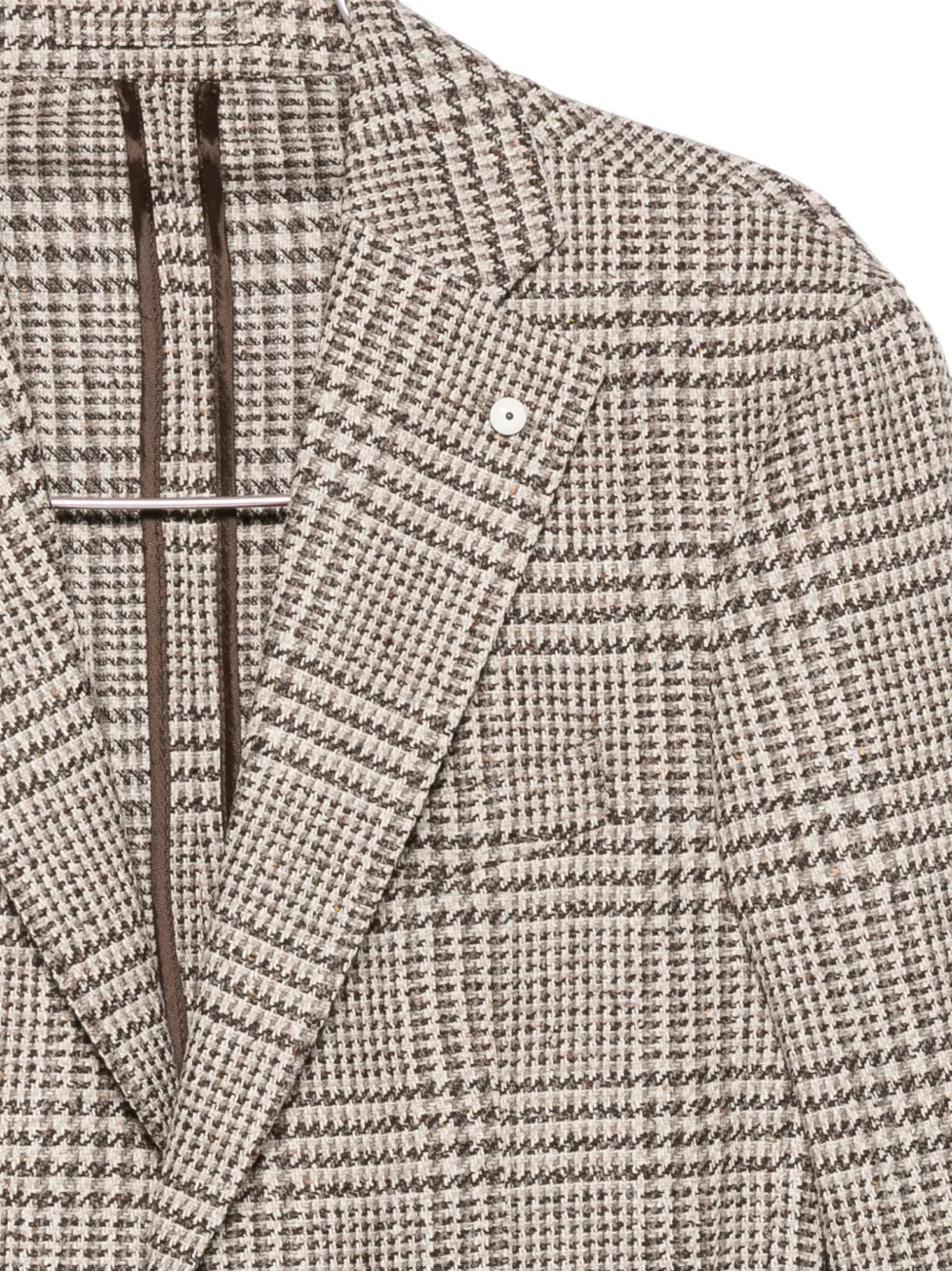 LUIGI BIANCHI MANTOVA Prince of Wales geruite blazer Beige