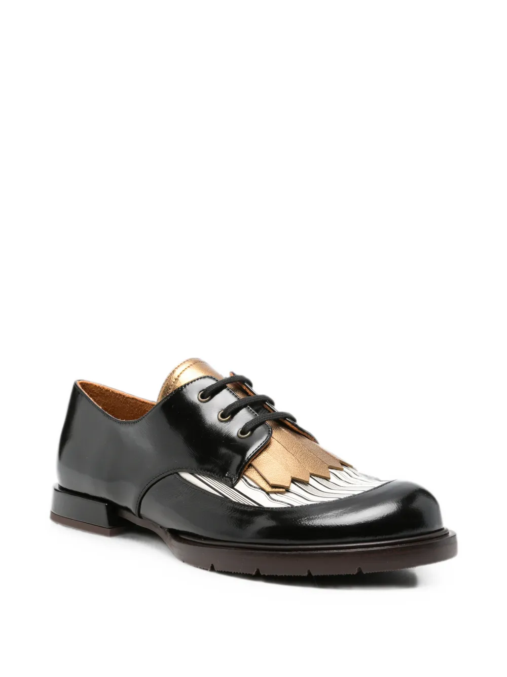 Chie Mihara Jeripa fringe-detail leather shoes Zwart