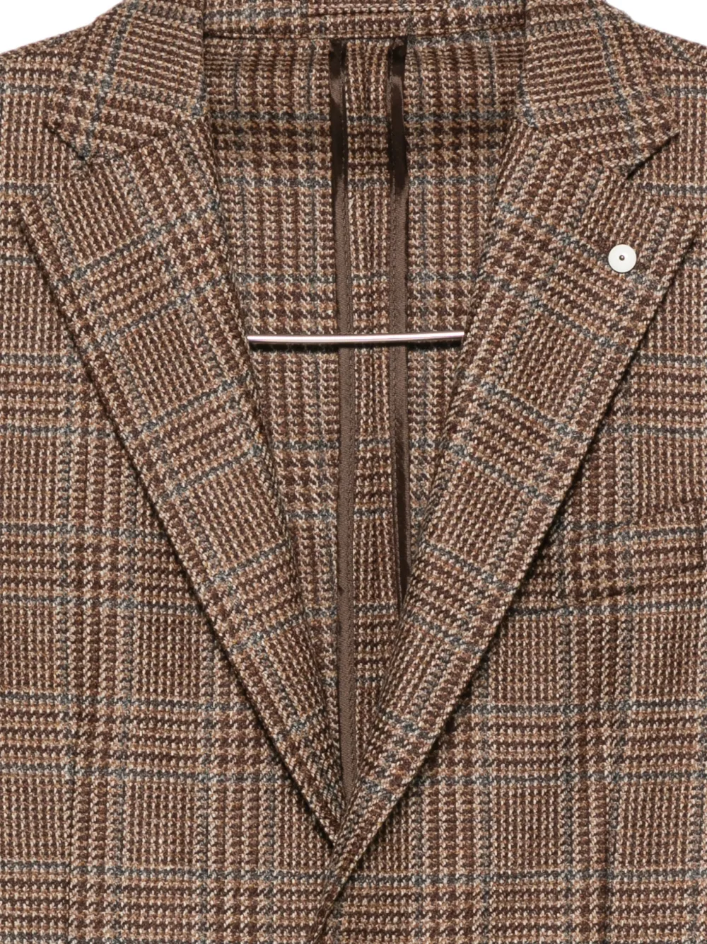 LUIGI BIANCHI MANTOVA Prince of Wales geruite blazer Bruin