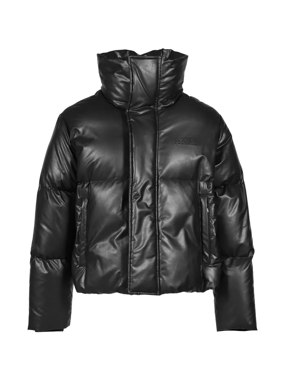 MM6 Maison Margiela faux-leather padded high-neck jacket - Schwarz