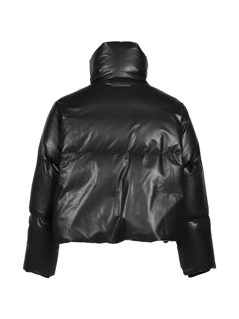 MM6 Maison Margiela faux-leather padded high-neck jacket Zwart