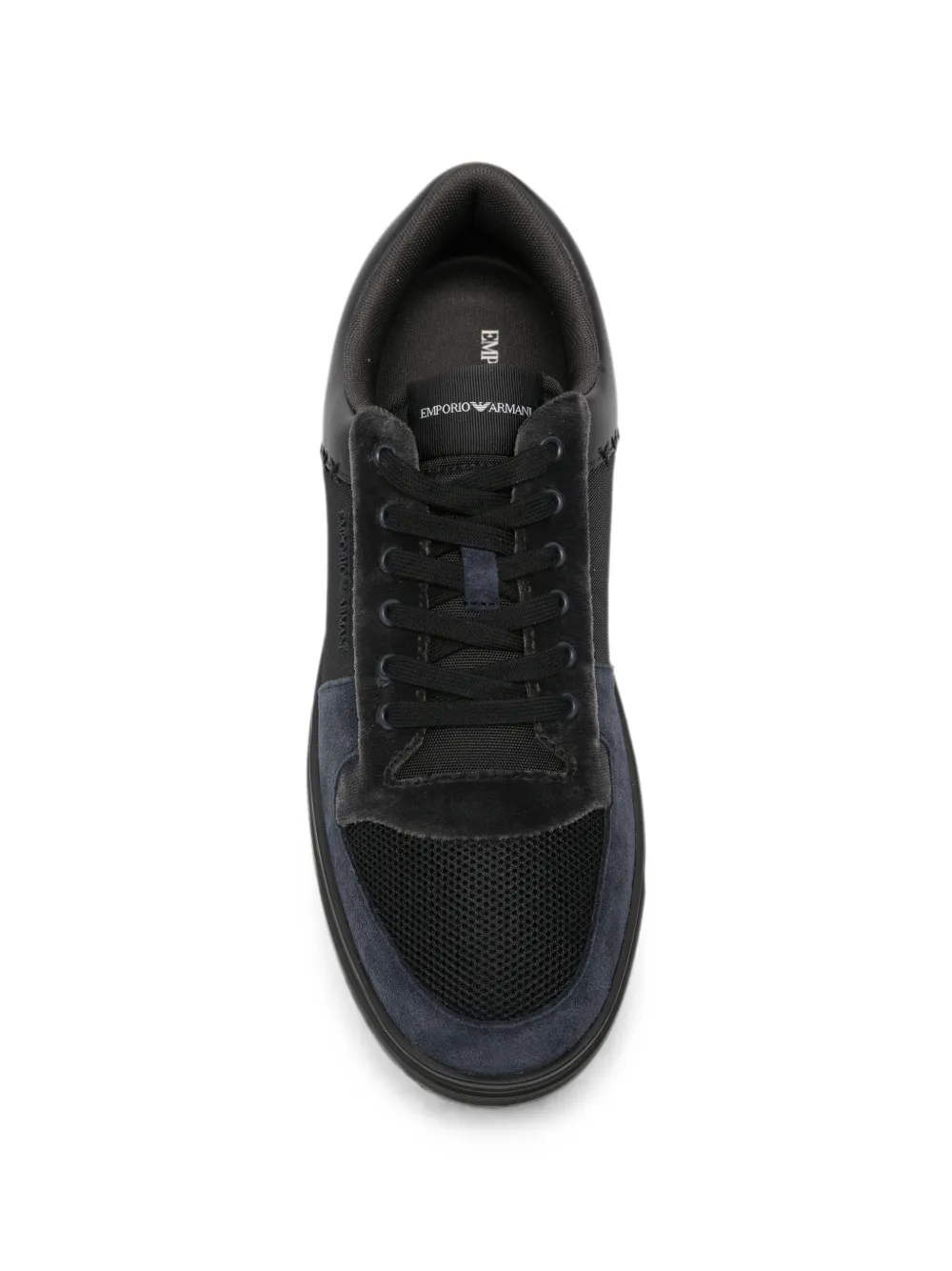 Emporio Armani panelled lace-up sneakers Zwart