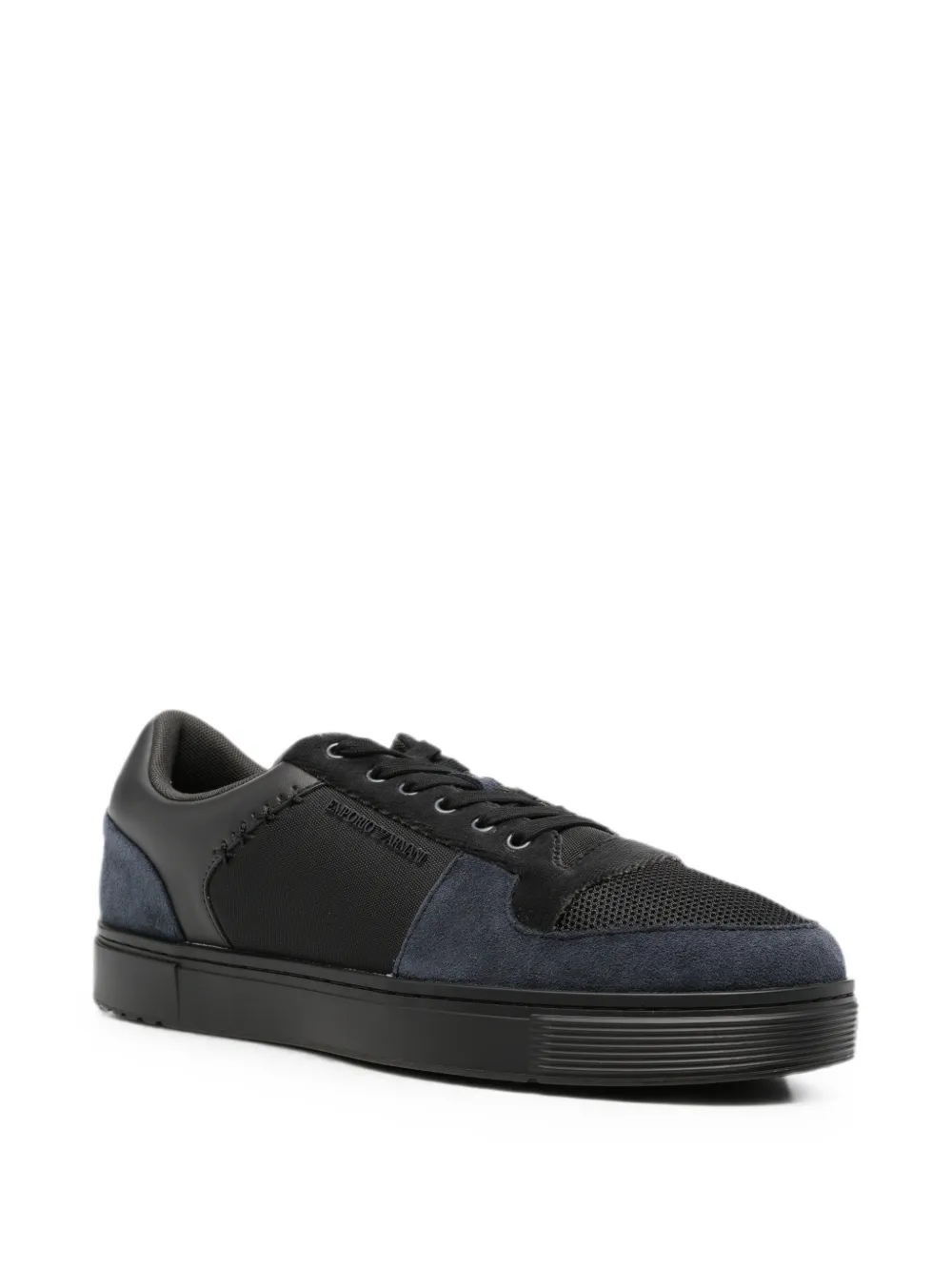 Emporio Armani panelled lace-up sneakers Zwart