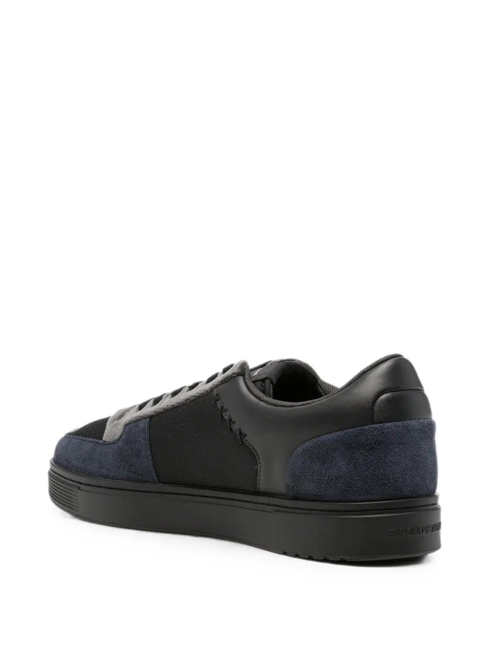 Emporio Armani panelled lace-up sneakers Zwart