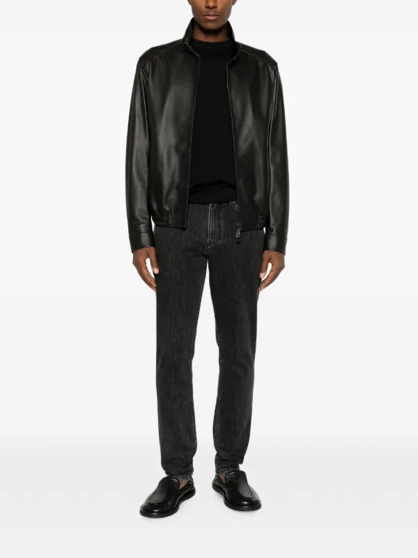 Emporio Armani high-neck zip-up Jacket | Black | FARFETCH CA