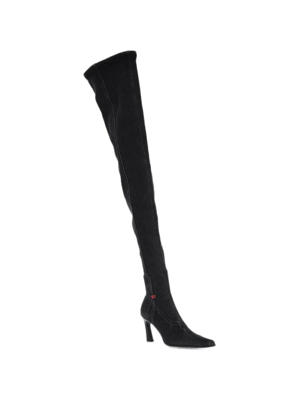 Diesel denim pointed-toe boots Zwart