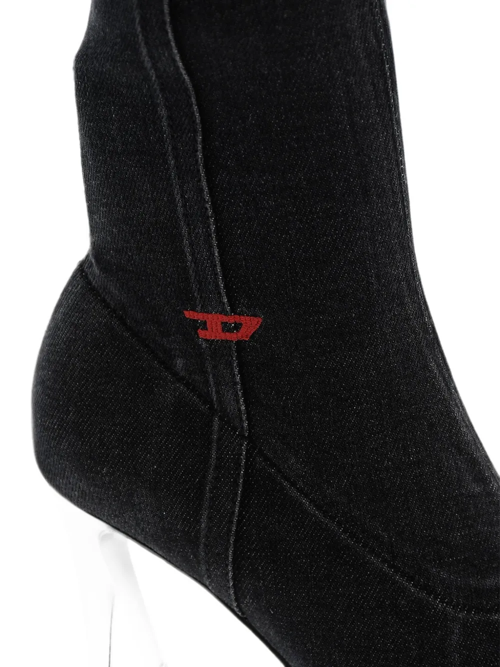 Diesel denim pointed-toe boots Zwart