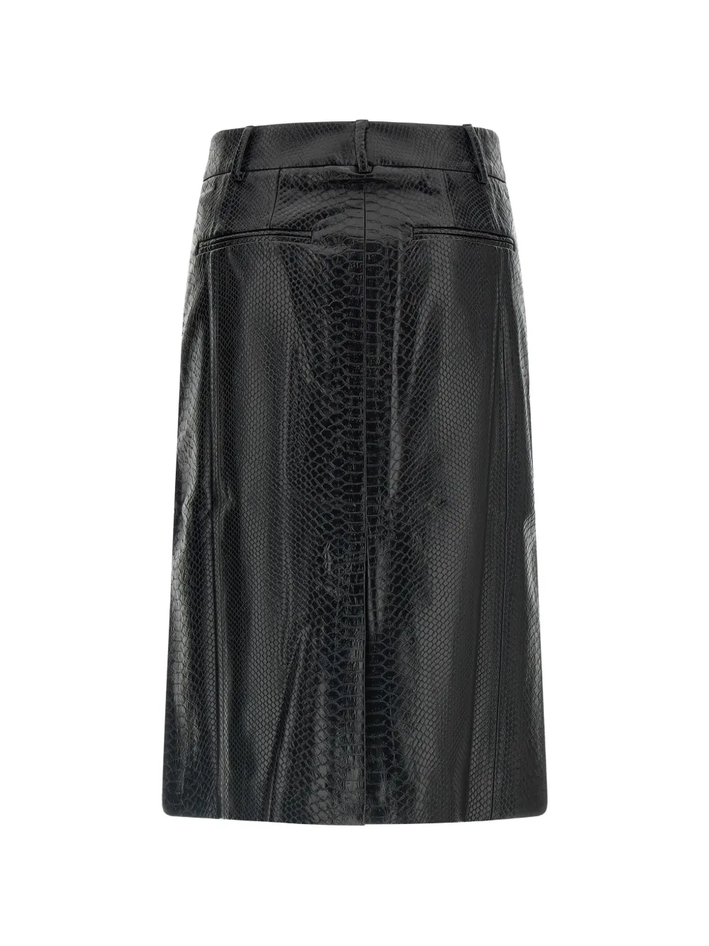 THE ANDAMANE New Xania midi-rok met slangenleer-effect Zwart