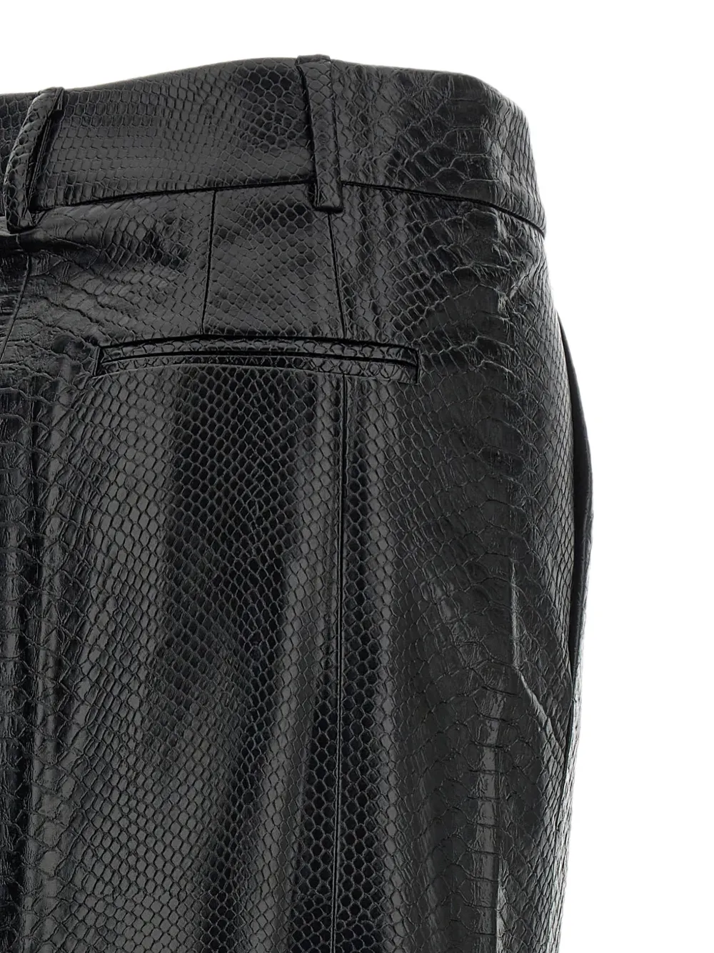 THE ANDAMANE New Xania midi-rok met slangenleer-effect Zwart