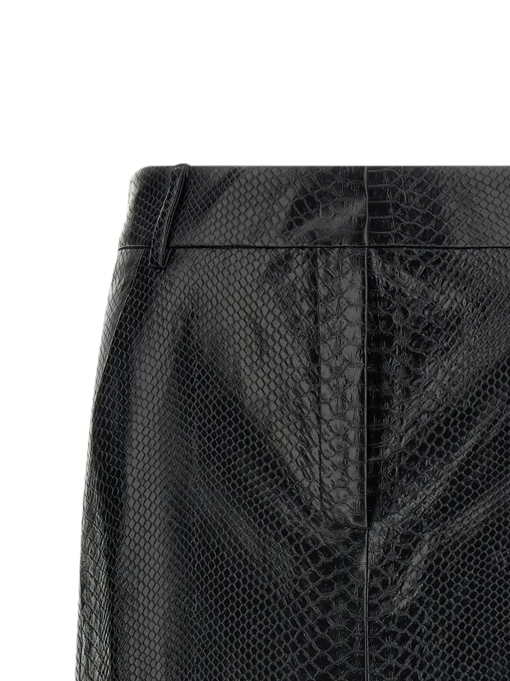 THE ANDAMANE New Xania midi-rok met slangenleer-effect Zwart