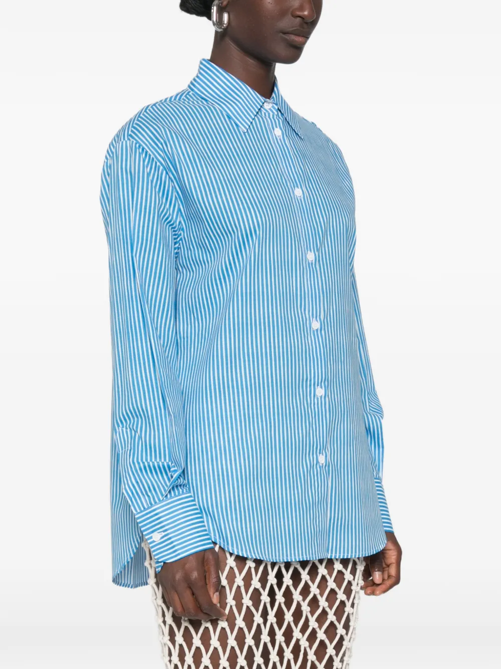 The Frankie Shop Peri gestreepte blouse met knopen Blauw