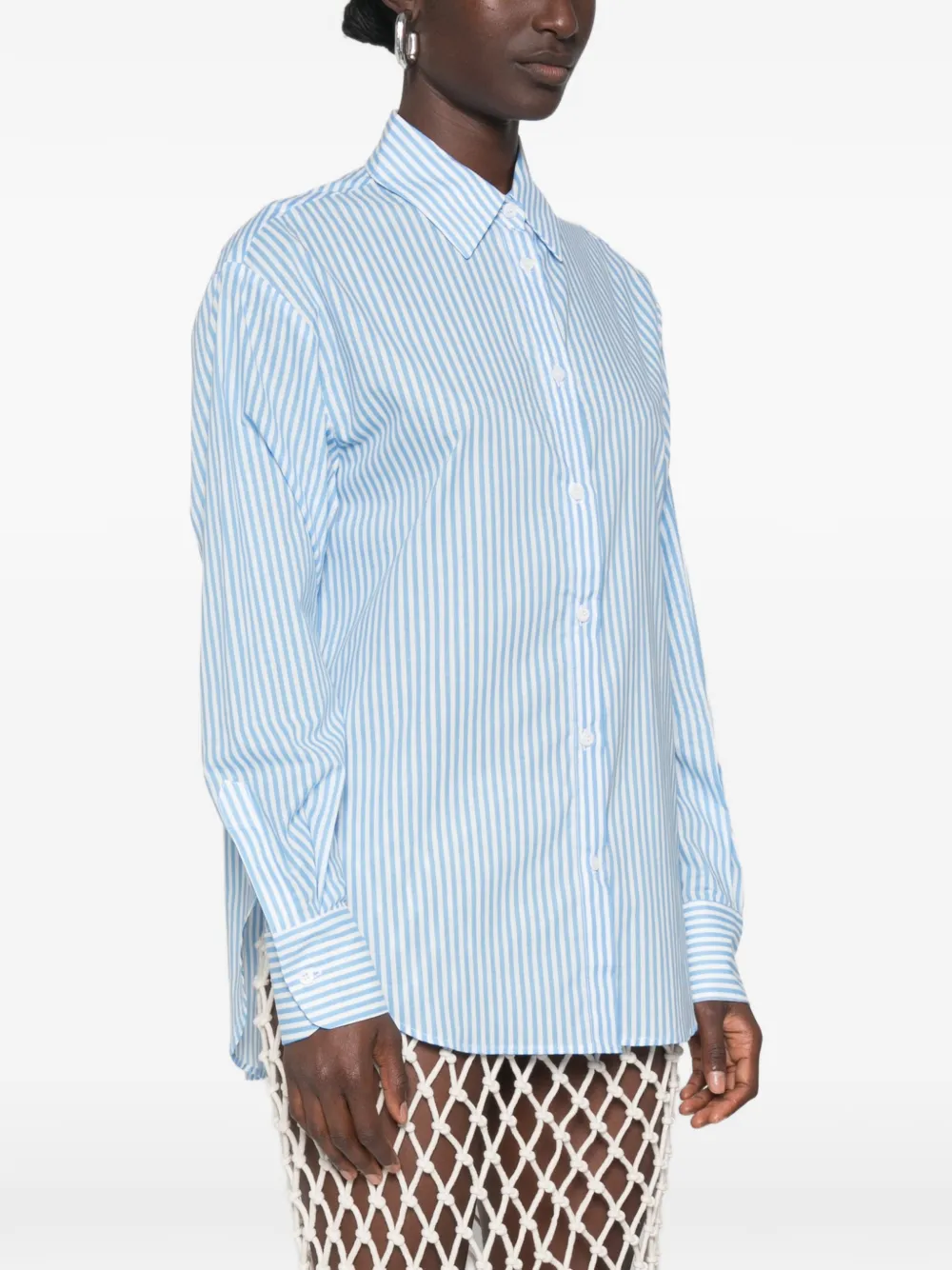 The Frankie Shop Peri overhemd met verticale streep Blauw