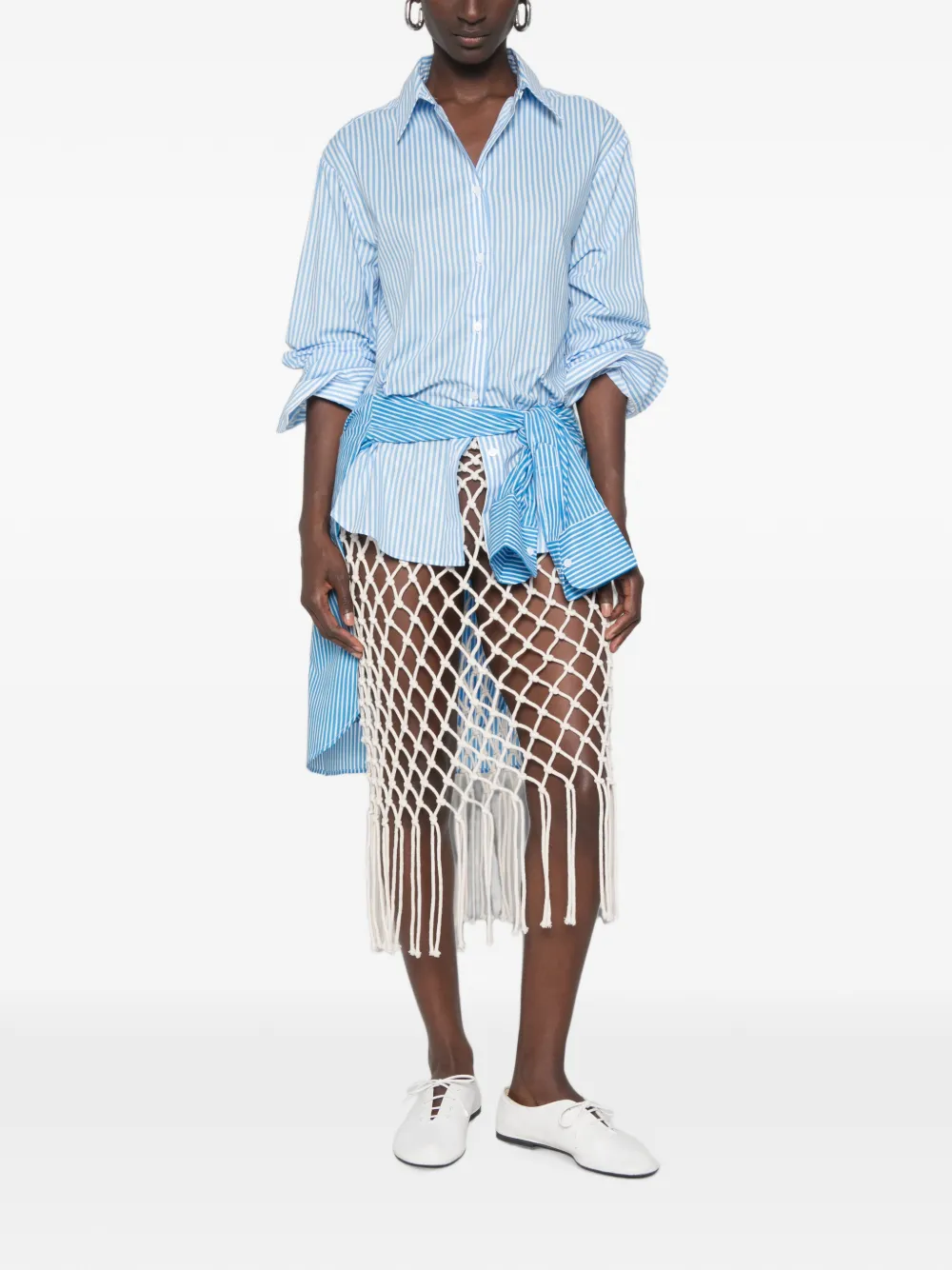 The Frankie Shop Peri overhemd met verticale streep Blauw