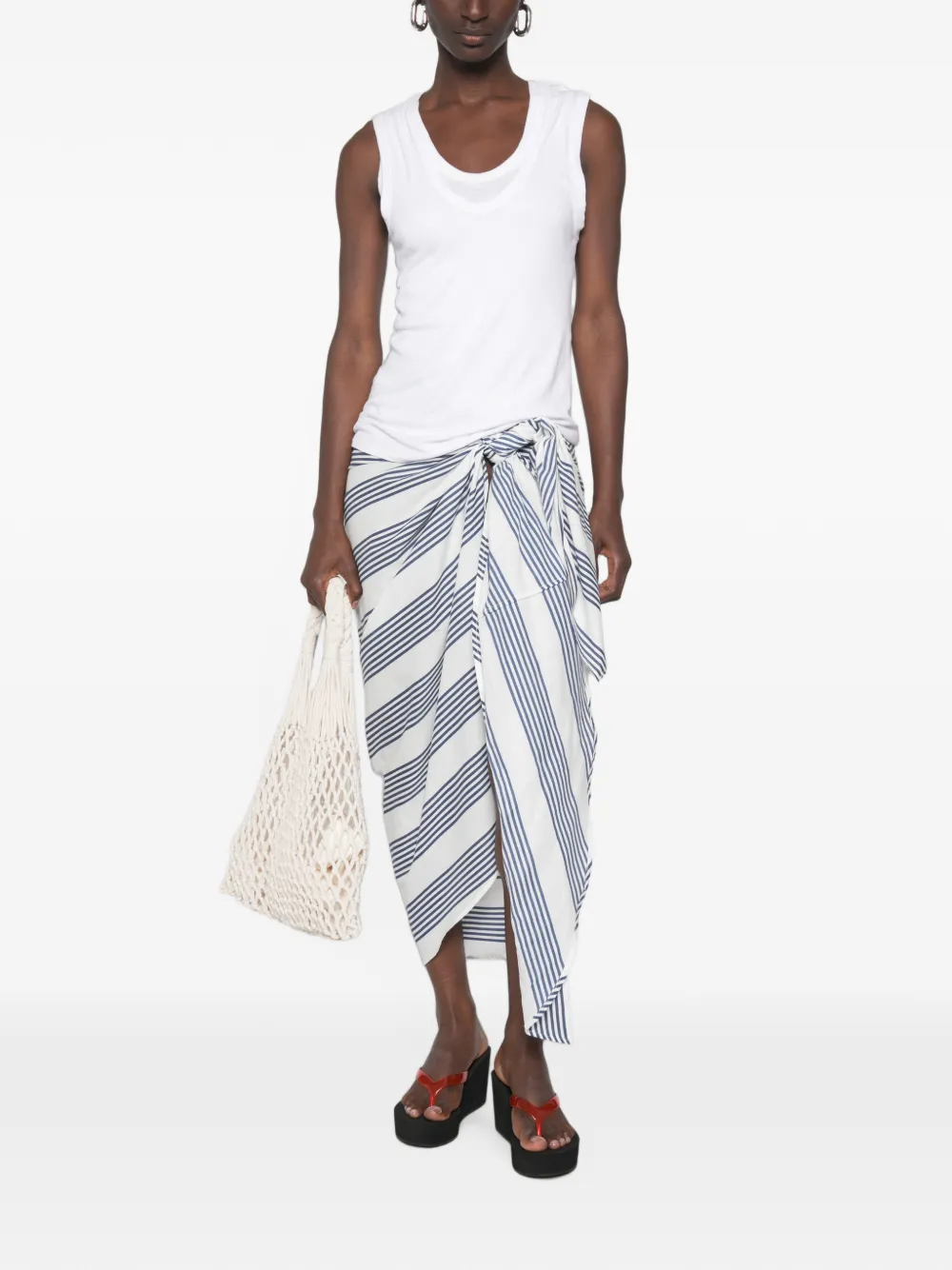 The Frankie Shop Thira gestreepte rok Wit