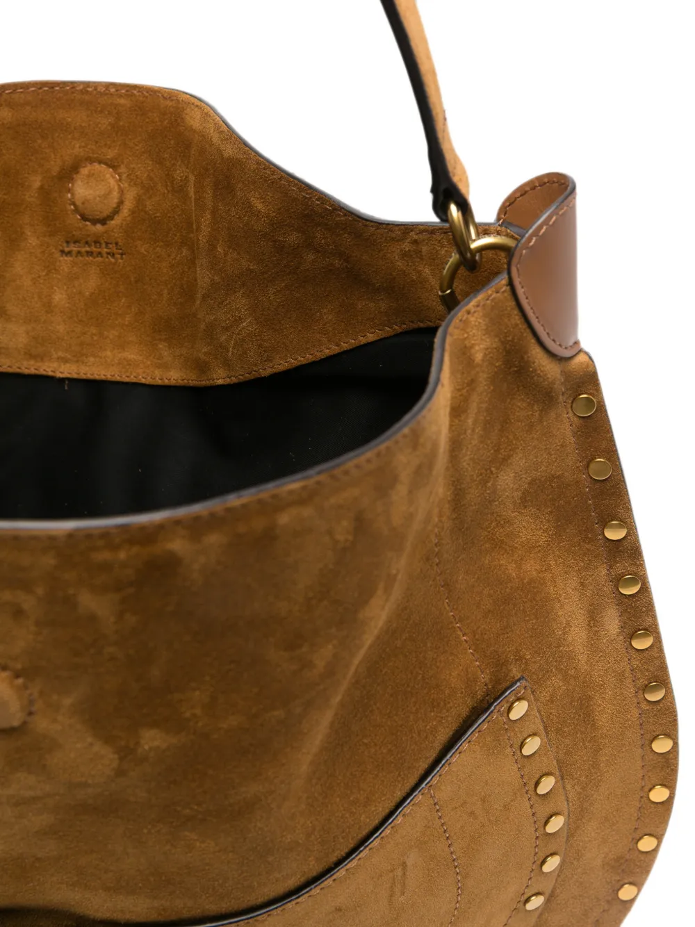 ISABEL MARANT Suède schoudertas met studs Bruin