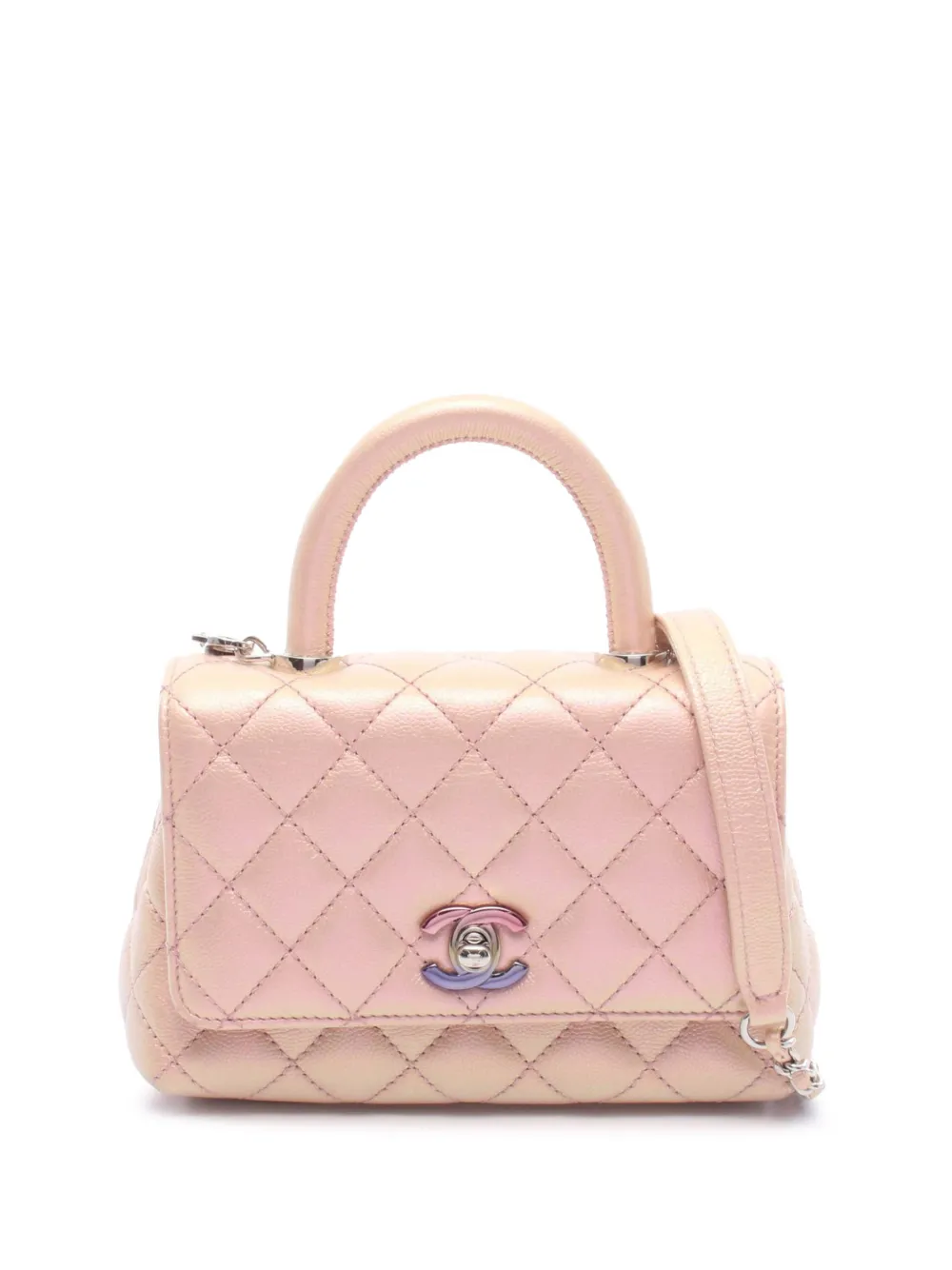 CHANEL Pre-Owned 2021-2026 Extra Mini Iridescent Caviar Coco Top Handle Bag satchel - Rosa