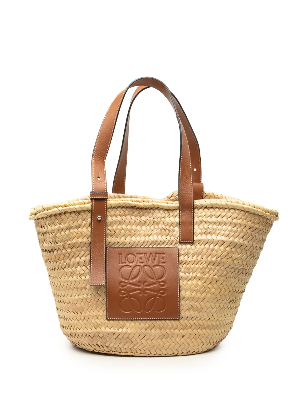 Loewe Pre-Owned 2018 Medium Raffia Anagram Basket tote bag - Neutrals