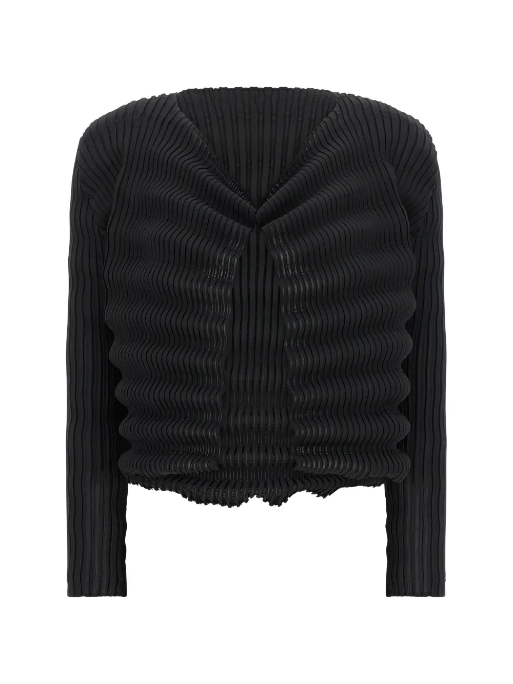 Issey Miyake Spring Pleats wave-pattern cardigan - Schwarz