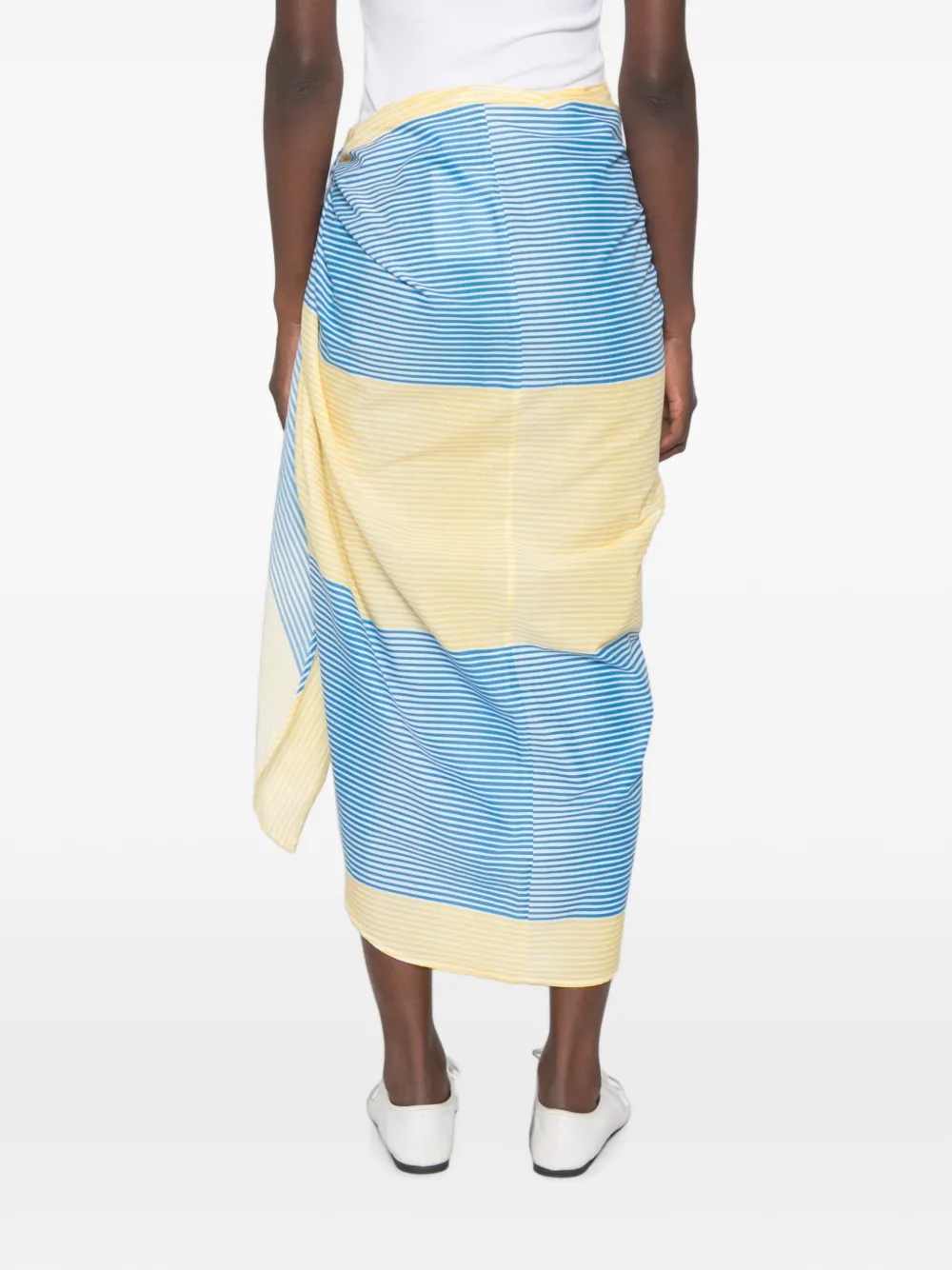 The Frankie Shop Thira gestreepte wikkelrok Blauw