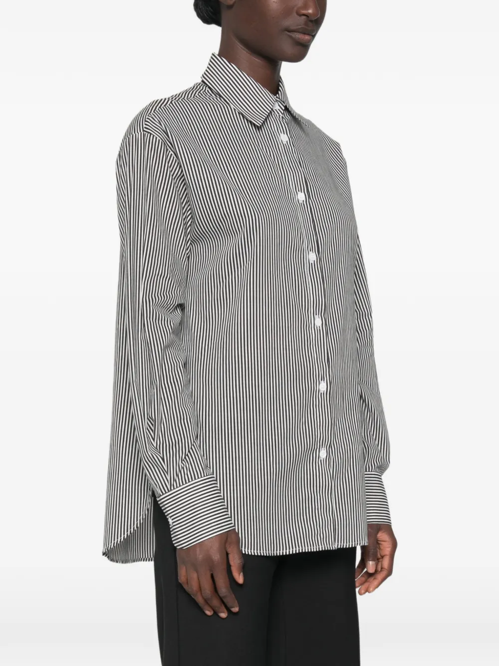 The Frankie Shop Peri gestreepte blouse met knopen Wit