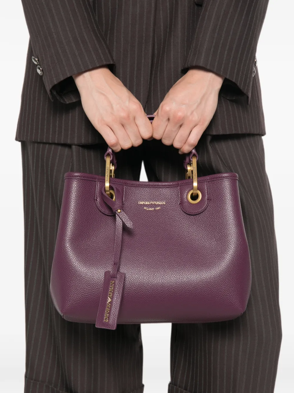 Emporio Armani MyEA shopper met logo-print en textuur Paars
