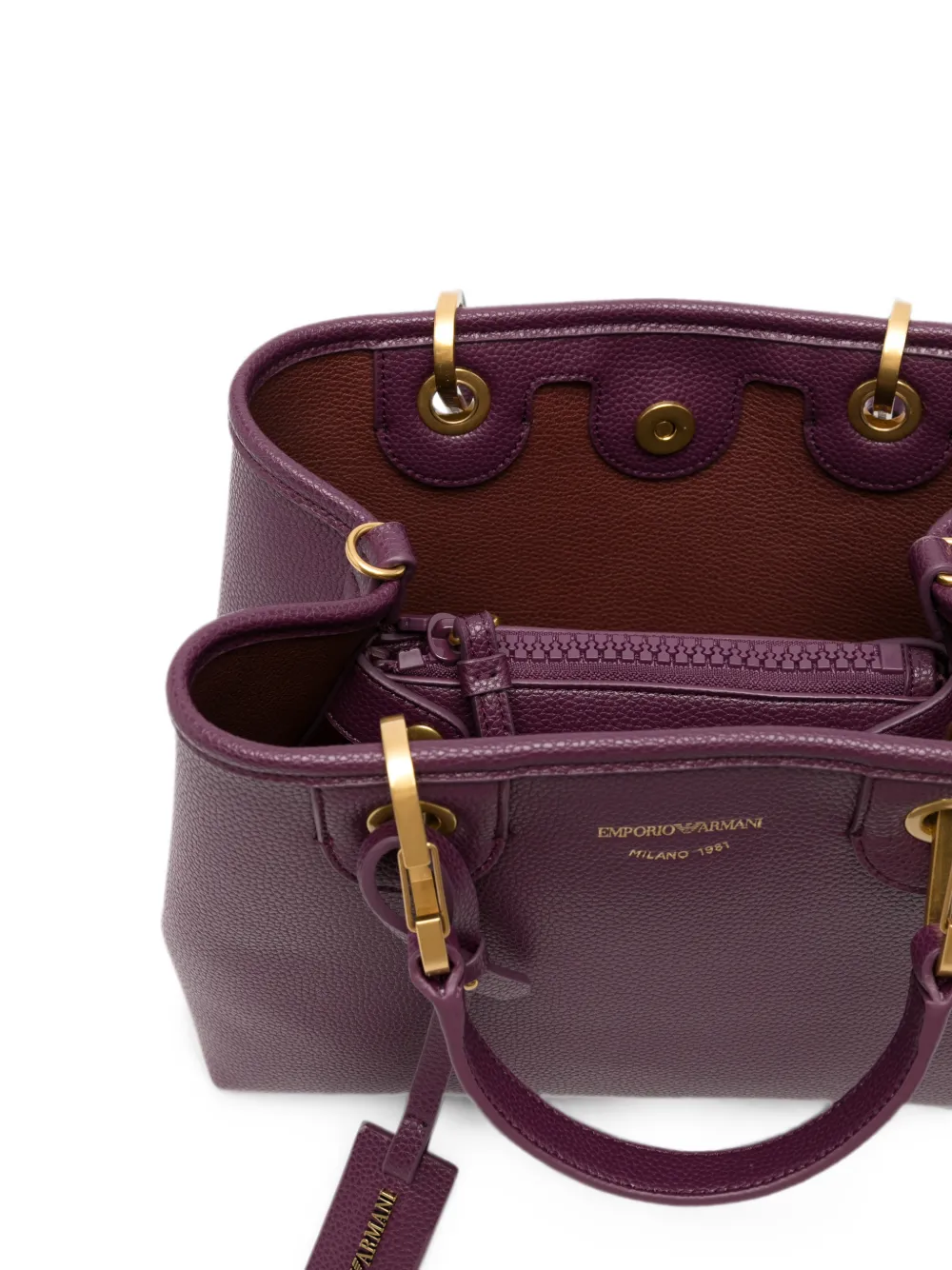 Emporio Armani MyEA shopper met logo-print en textuur Paars