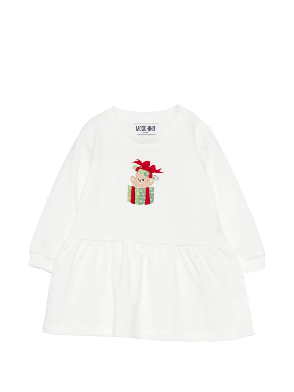 Moschino Kids Teddy Bear ruffled dress - Bianco