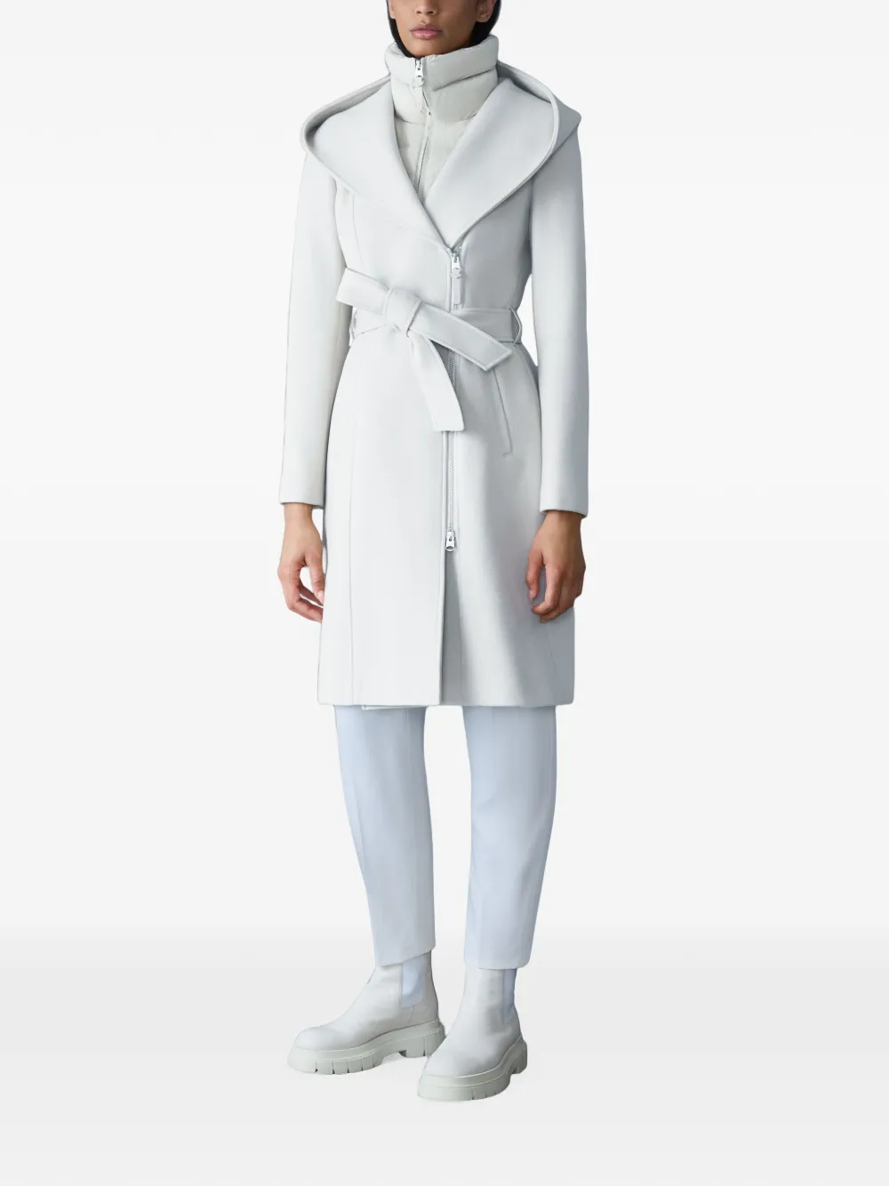 Mackage Shia-Slb jas met capuchon en ceintuur Wit